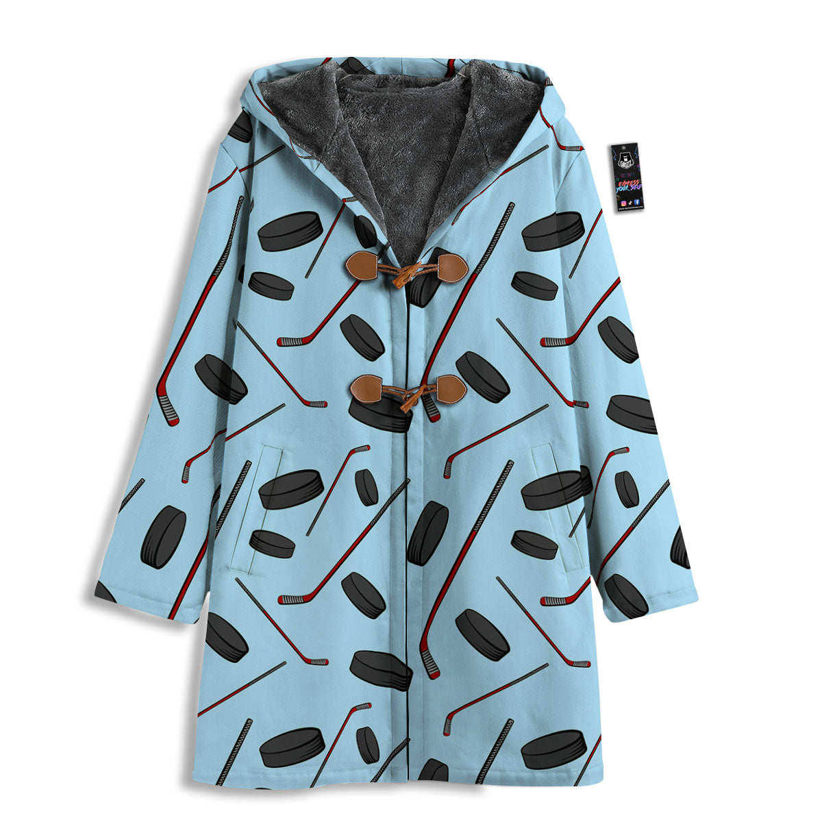 Puck And Hockey Stick Print Pattern Men's Windbreaker Jacket-grizzshop