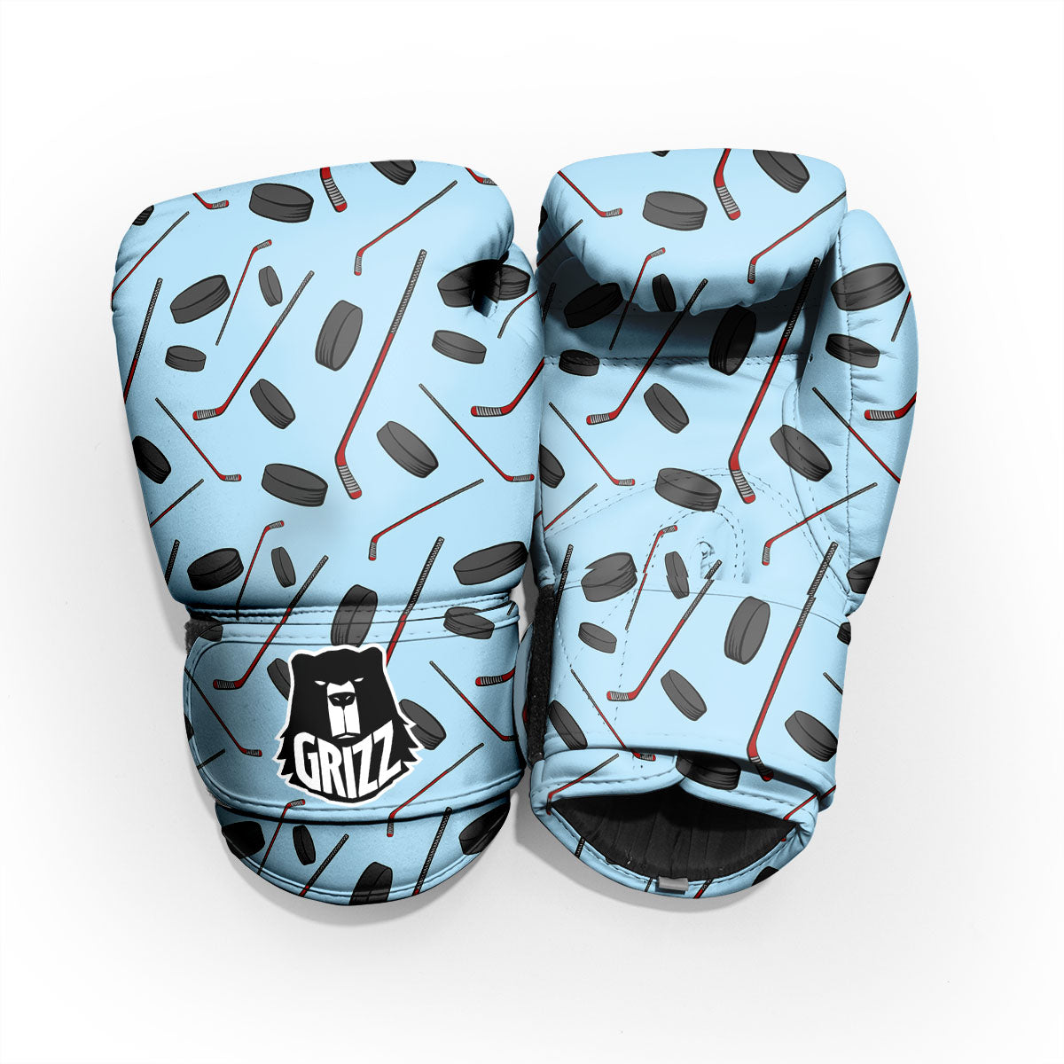 Puck And Hockey Stick Print Pattern Pro Boxing Glove