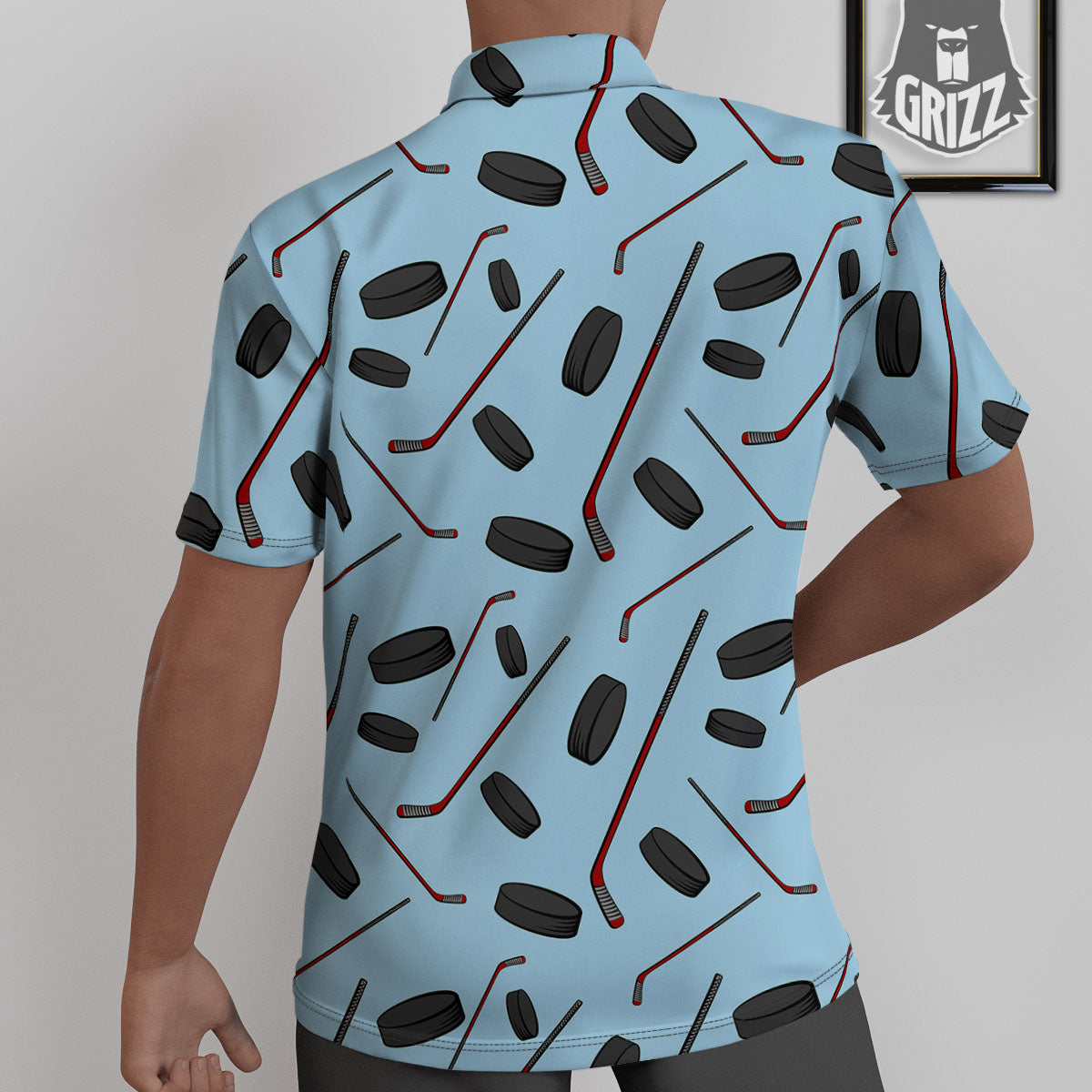 Puck And Hockey Stick Print Pattern Untucked Shirts-grizzshop