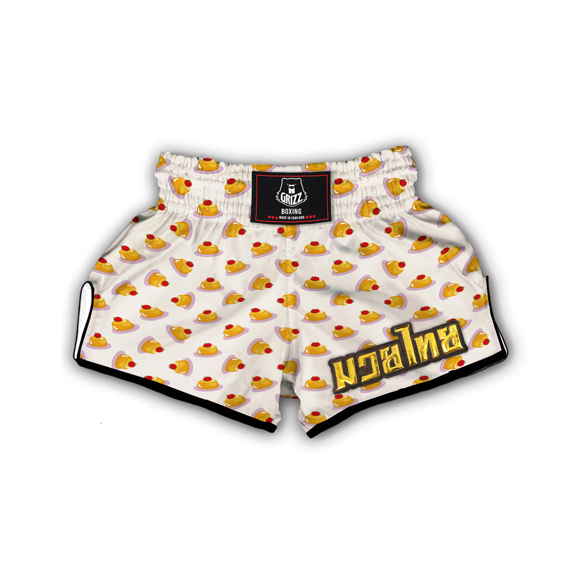 Pudding Delicious Print Pattern Muay Thai Boxing Shorts-grizzshop