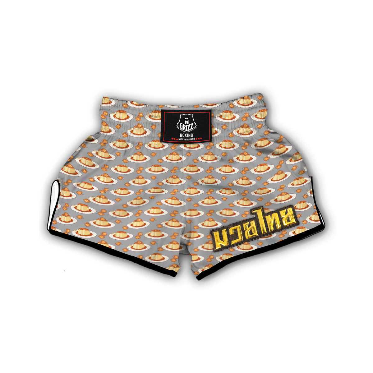 Pudding Hand Drawn Print Pattern Muay Thai Boxing Shorts-grizzshop