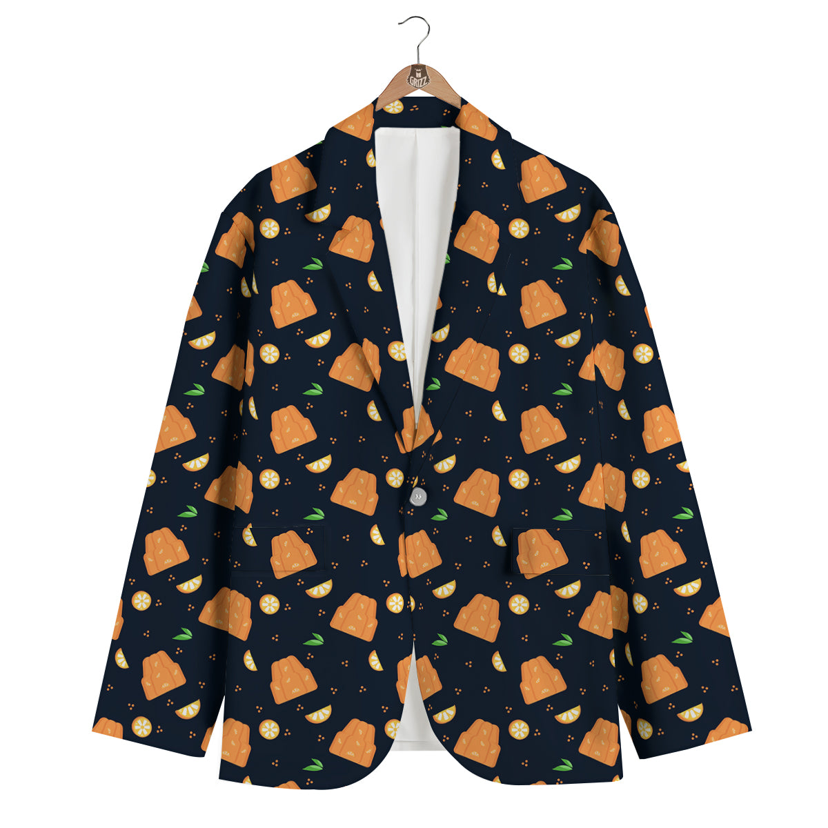 Pudding Orange Print Pattern Men's Blazer-grizzshop