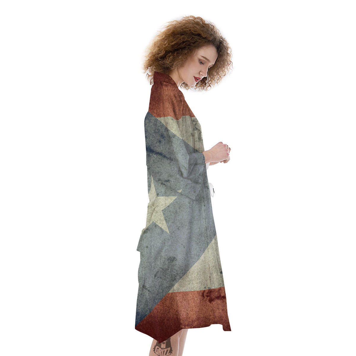 Puerto Rican Flag Grunge Print Kimono-grizzshop