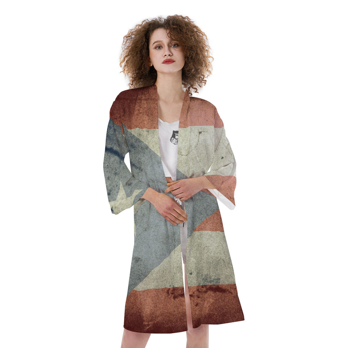 Puerto Rican Flag Grunge Print Kimono-grizzshop