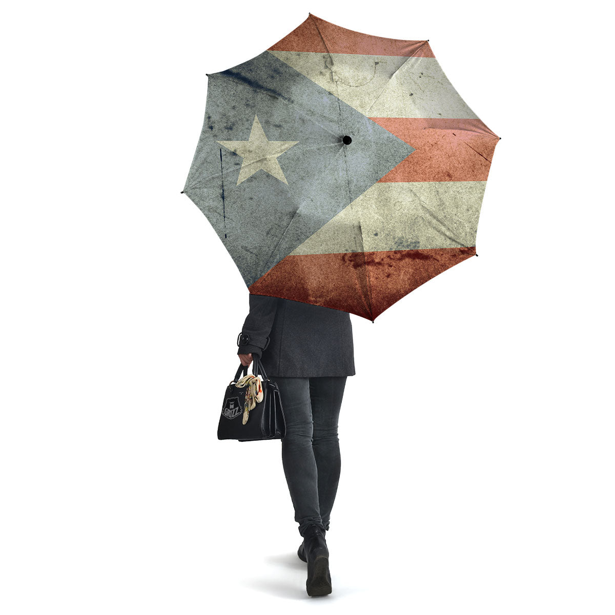 Puerto Rican Flag Grunge Print Umbrella-grizzshop