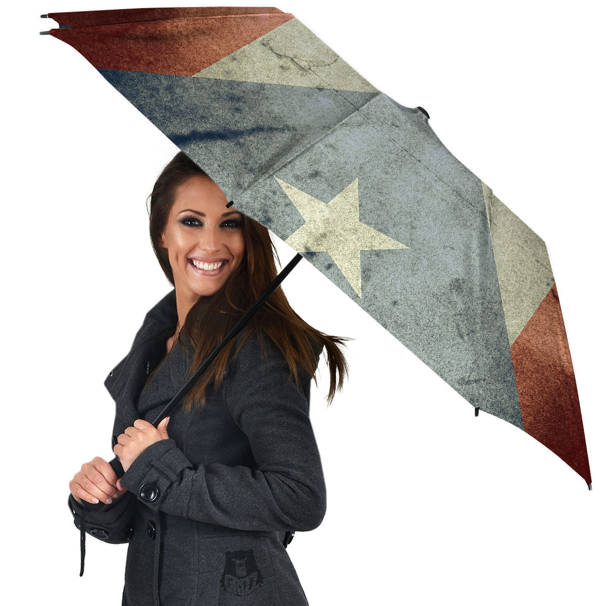 Puerto Rican Flag Grunge Print Umbrella-grizzshop