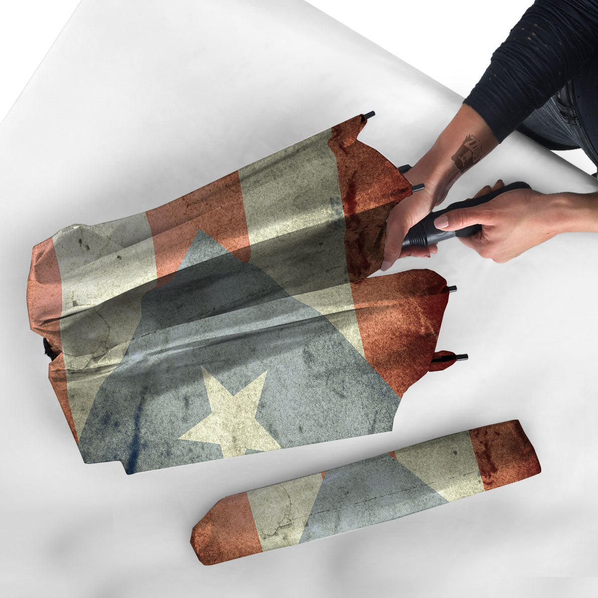 Puerto Rican Flag Grunge Print Umbrella-grizzshop