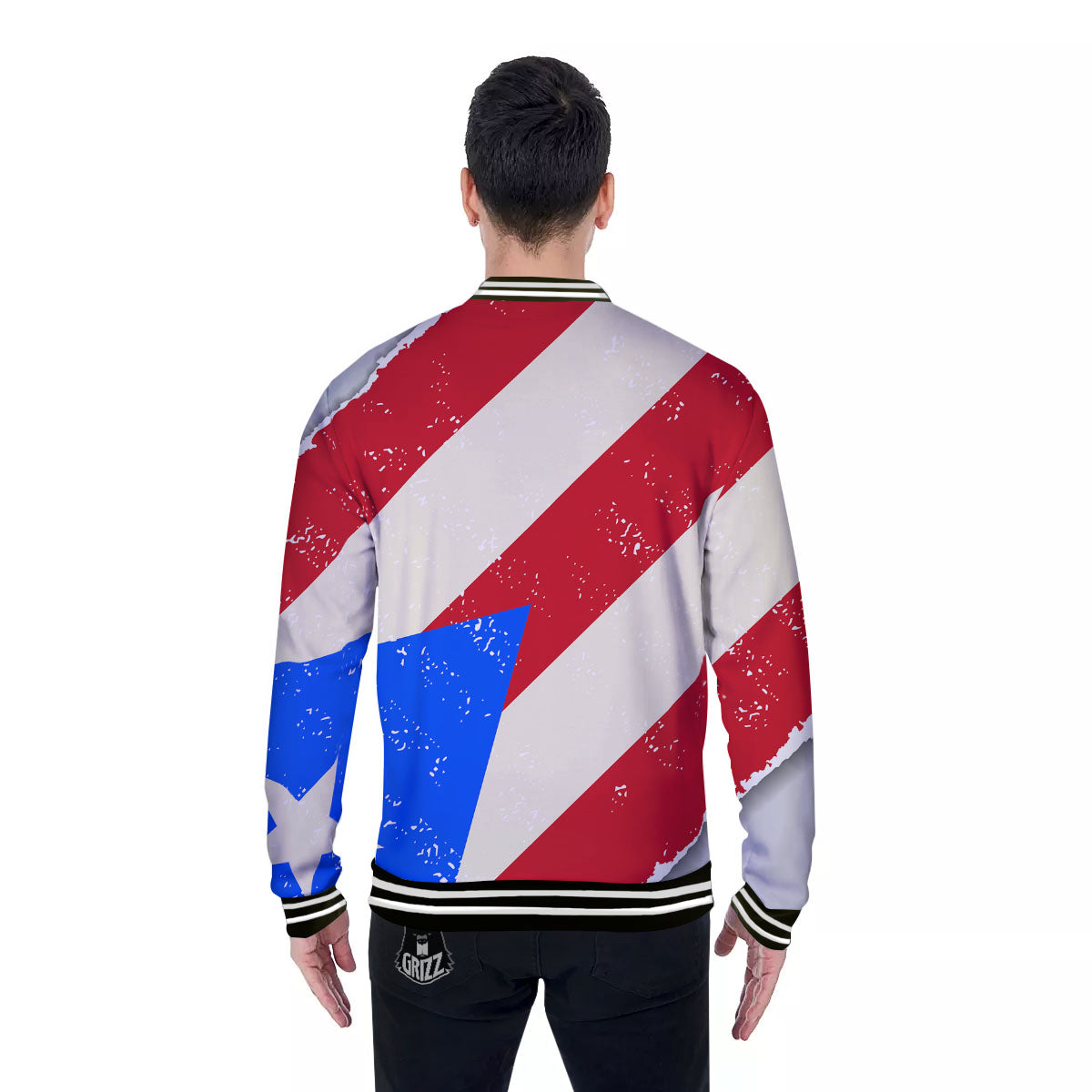 Puerto Rican Retro Flag Print Baseball Jacket-grizzshop