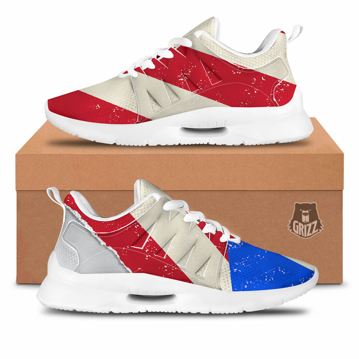 Puerto Rican Retro Flag Print Tennis Shoes-grizzshop