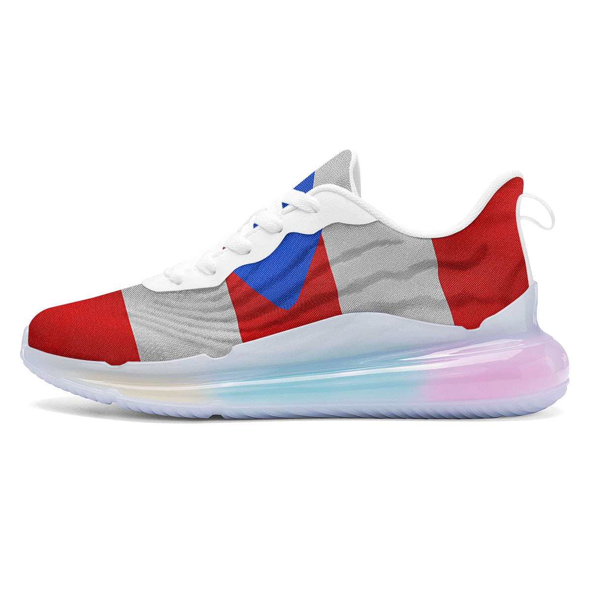 Puerto Rican Wrinkled Flag Print Running Sneakers-grizzshop