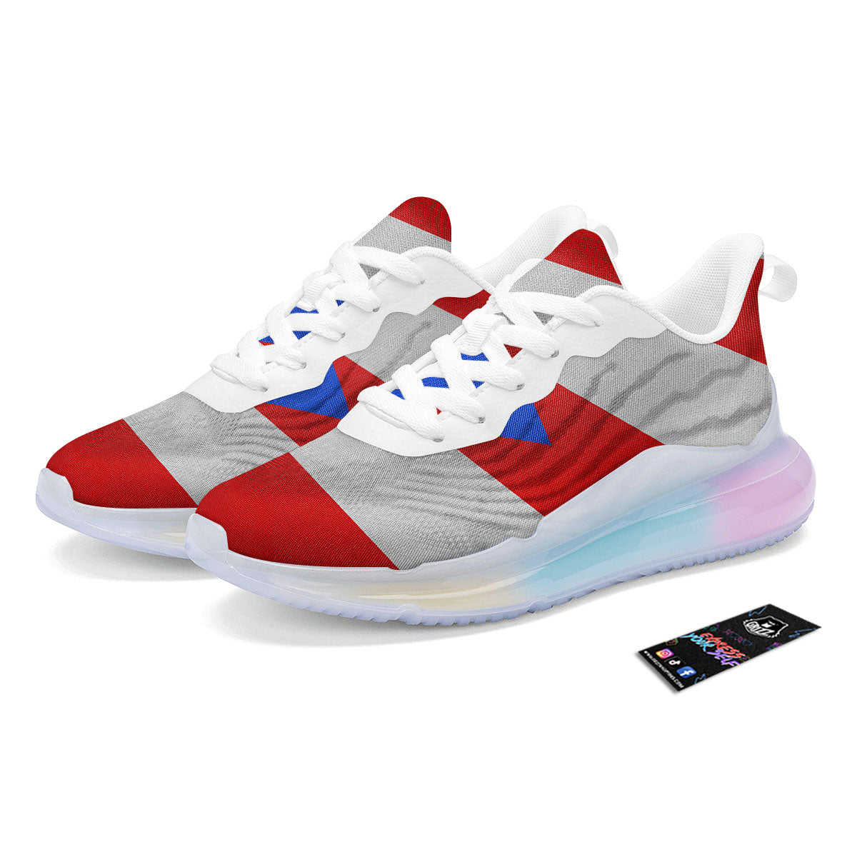 Puerto Rican Wrinkled Flag Print Running Sneakers-grizzshop