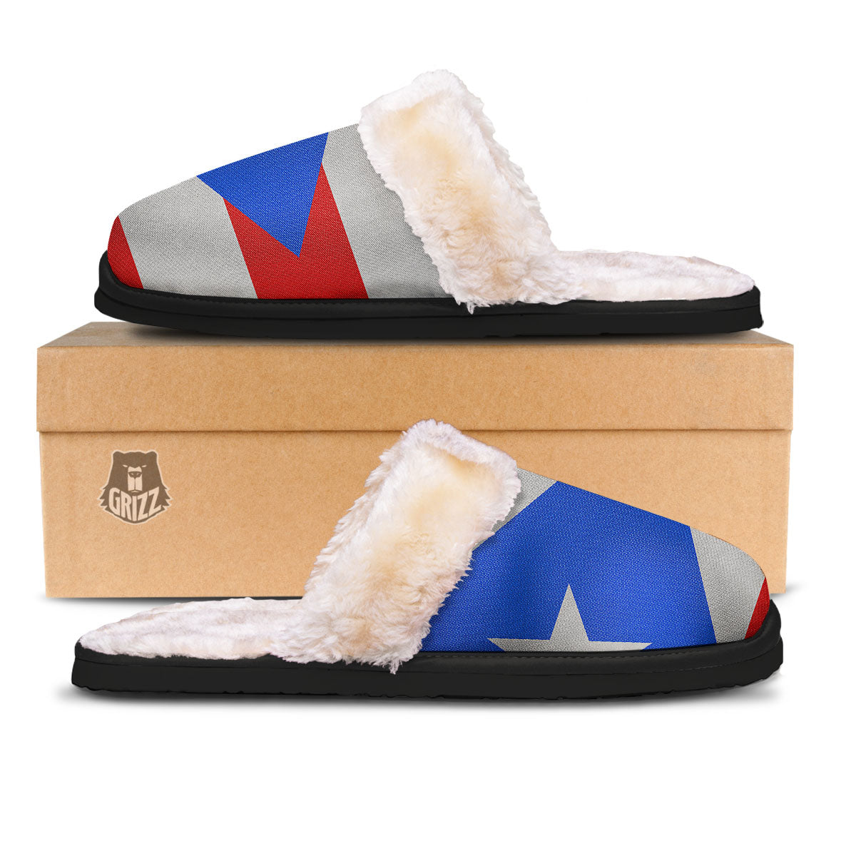 Puerto Rican Wrinkled Flag Print Slippers-grizzshop