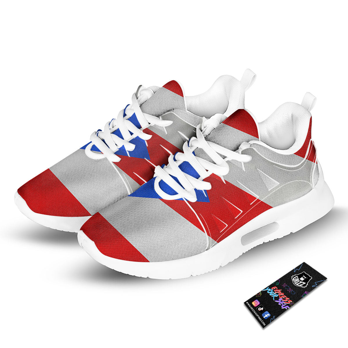 Puerto Rican Wrinkled Flag Print Tennis Shoes-grizzshop