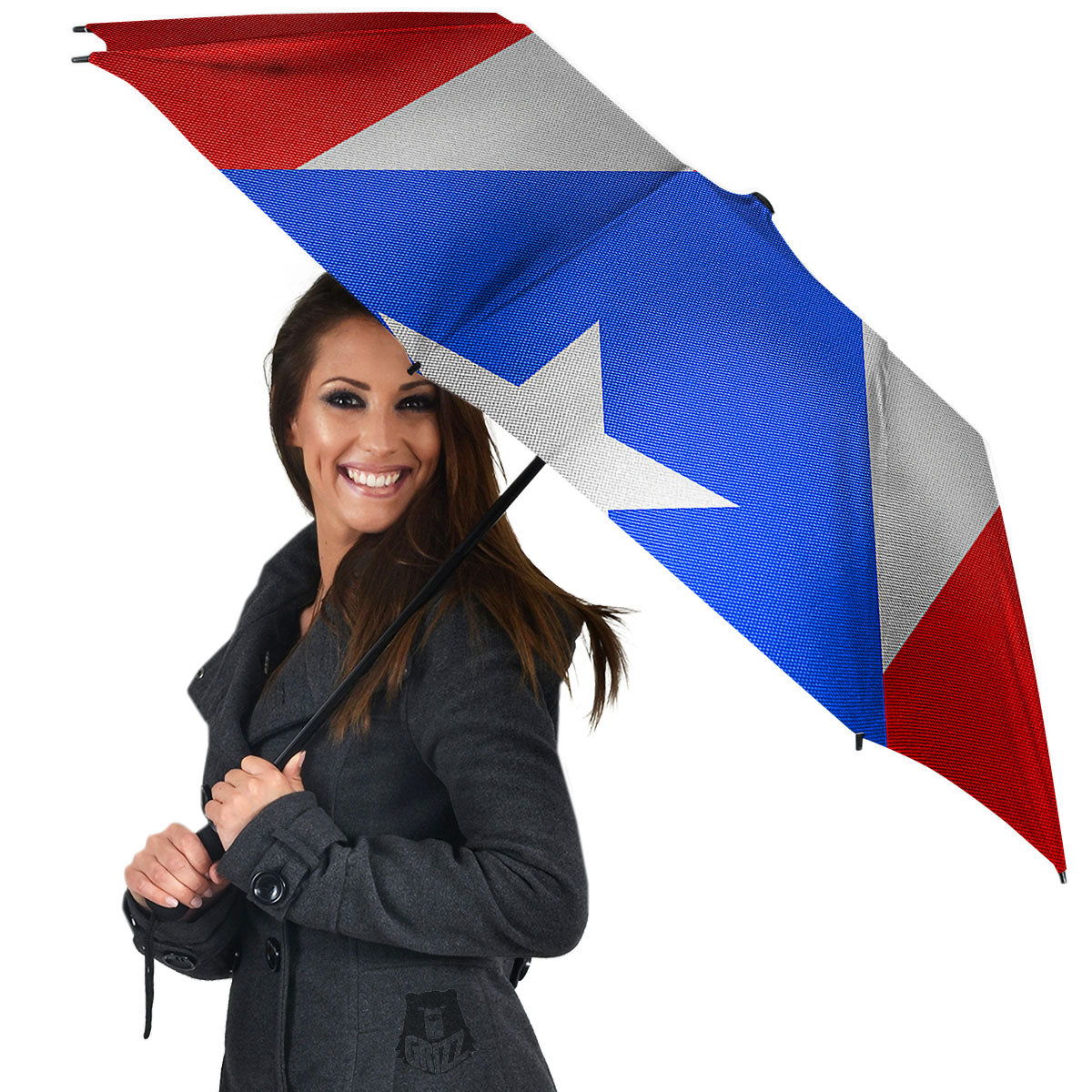 Puerto Rican Wrinkled Flag Print Umbrella-grizzshop