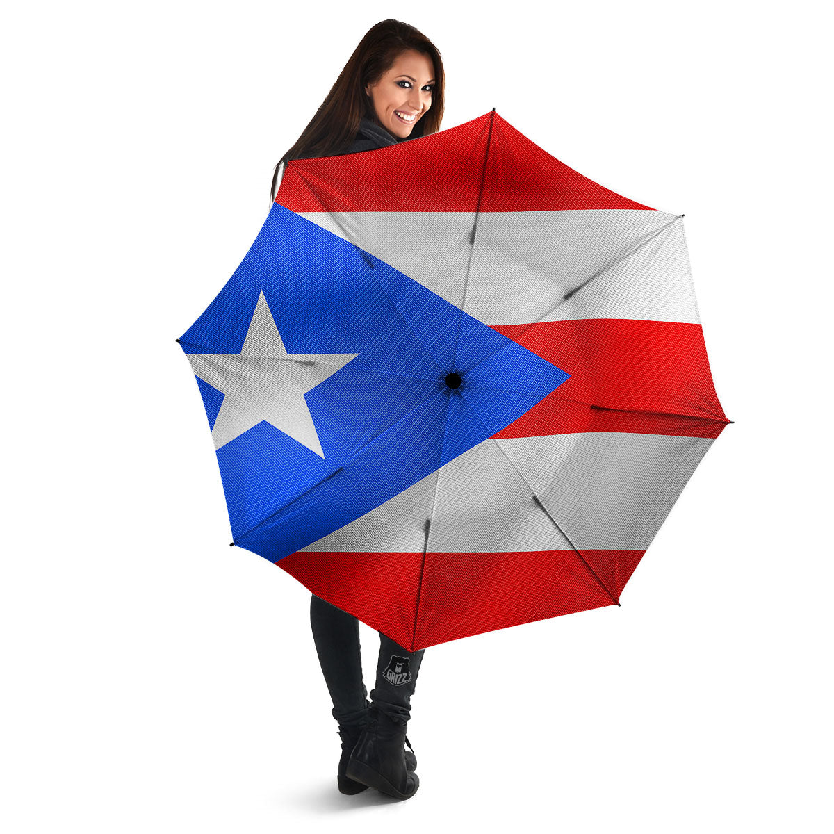 Puerto Rican Wrinkled Flag Print Umbrella-grizzshop