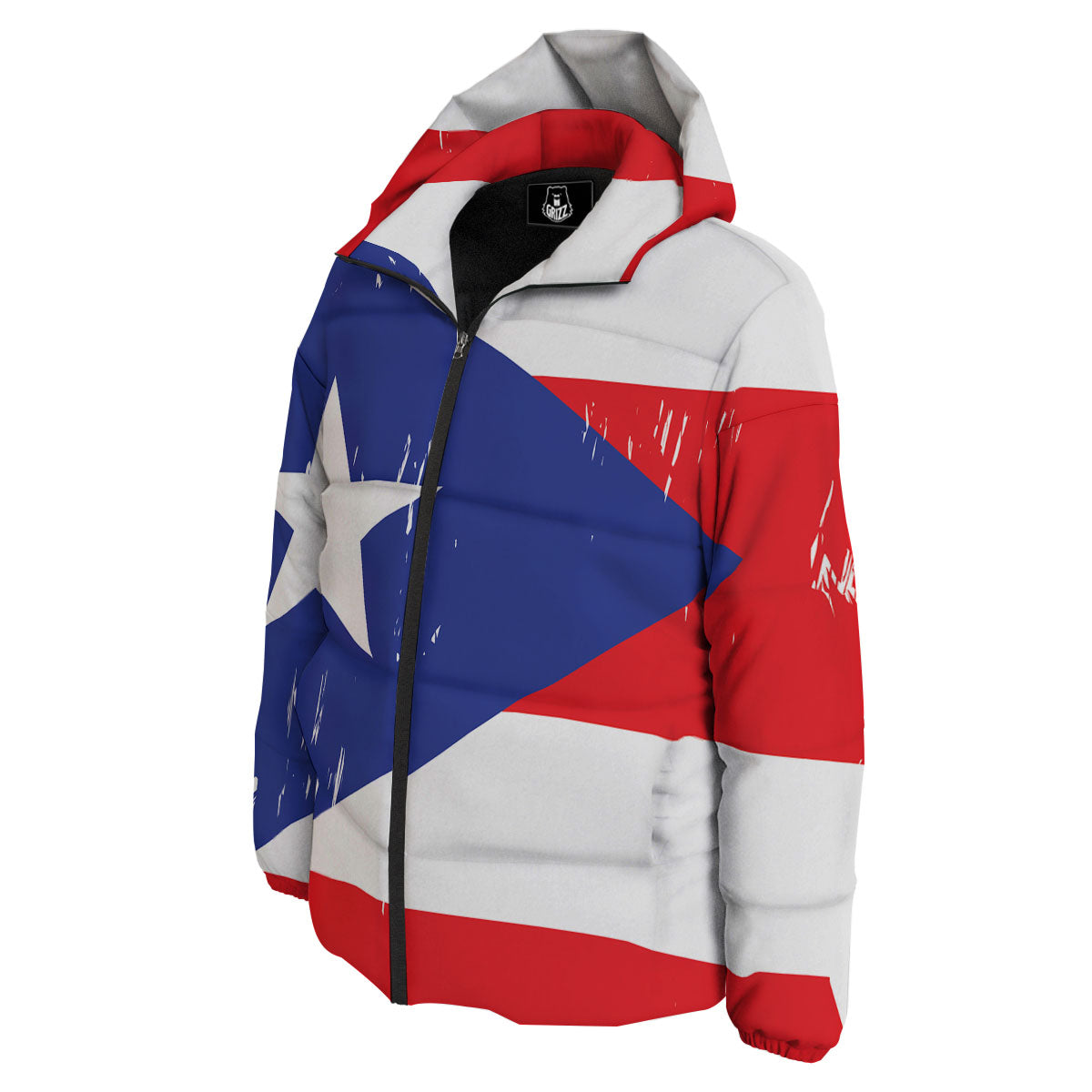 Puerto Rico Flag Print Down Jacket-grizzshop