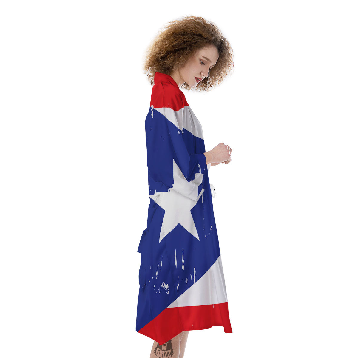 Puerto Rico Flag Print Kimono-grizzshop