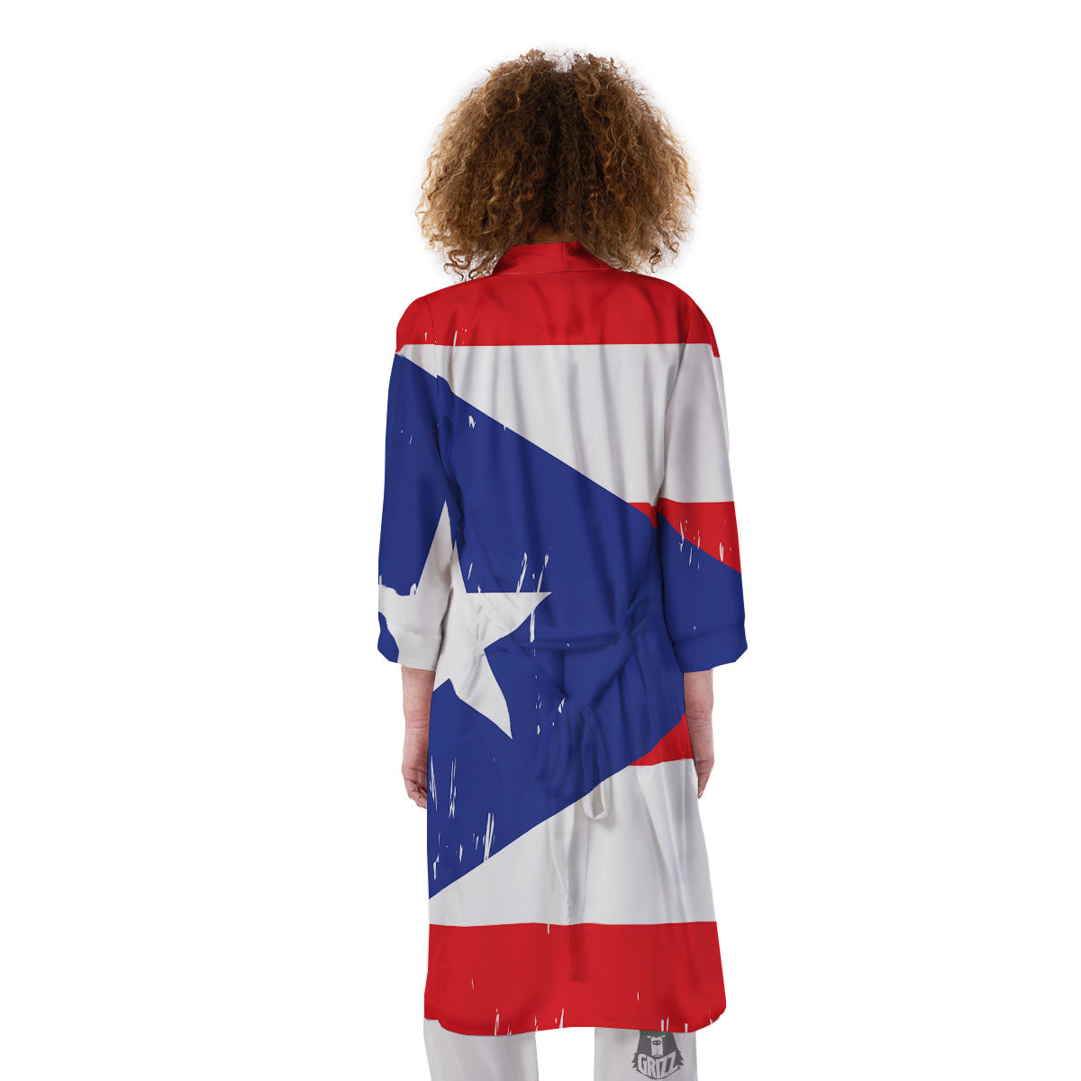 Puerto Rico Flag Print Kimono-grizzshop