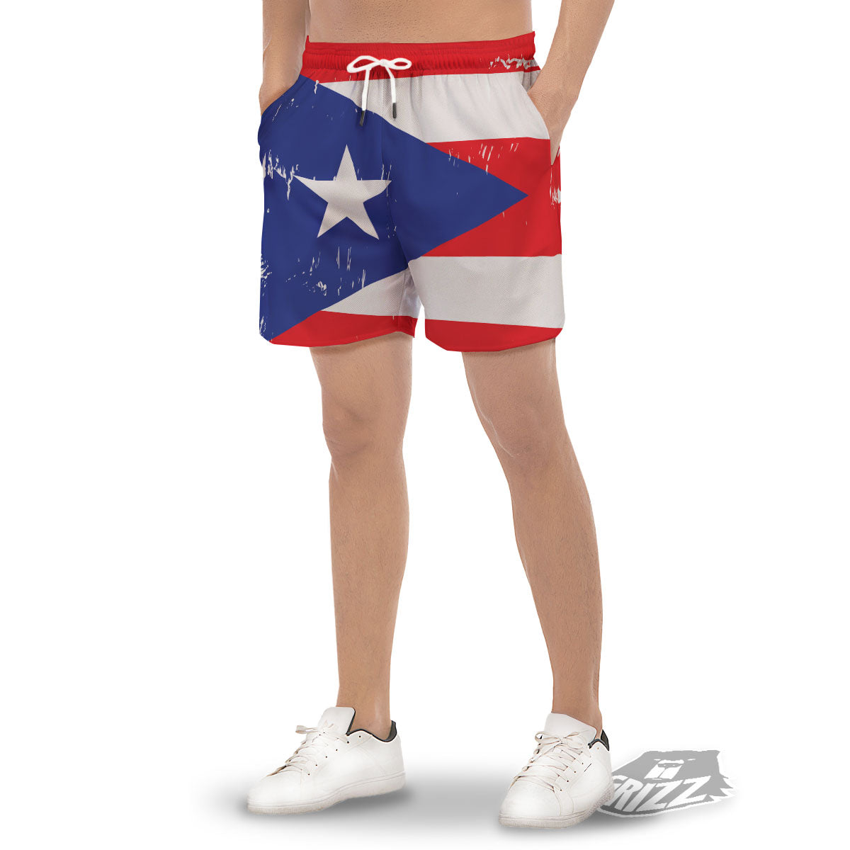 Puerto Rico Flag Print Men's Gym Shorts-grizzshop