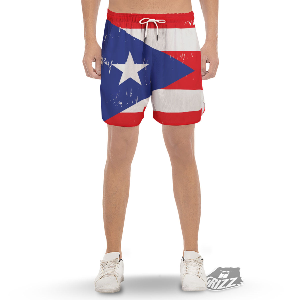 Puerto Rico Flag Print Men's Gym Shorts-grizzshop
