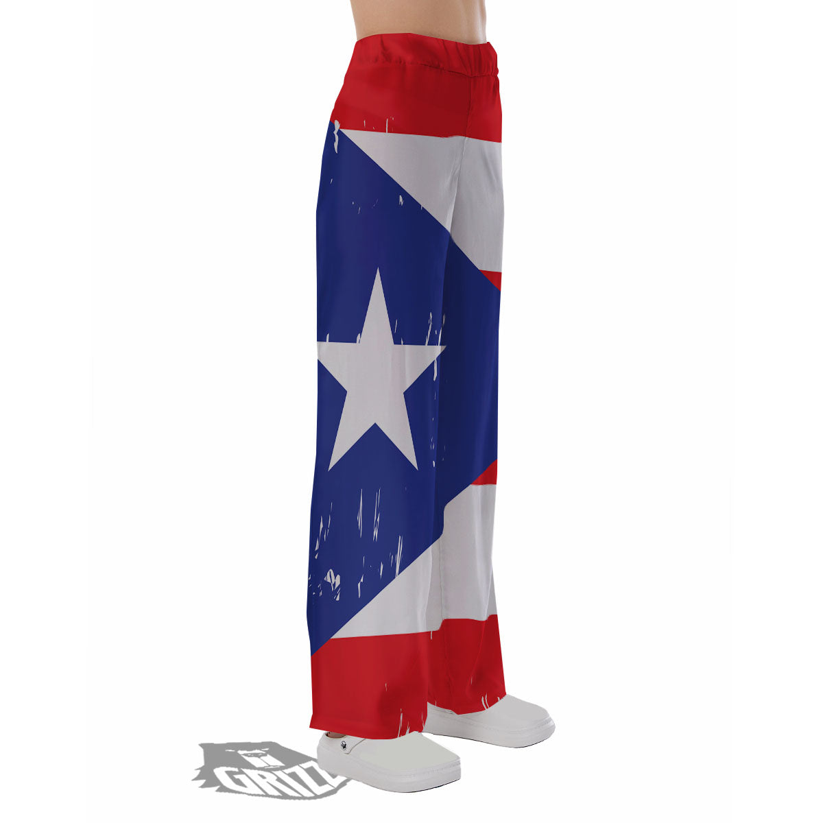 Puerto Rico Flag Print Pajama Pants-grizzshop
