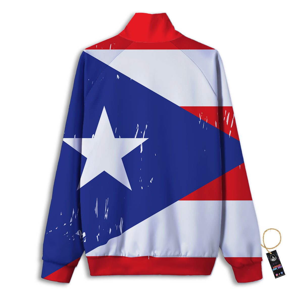 Puerto Rico Flag Print Track Jacket-grizzshop