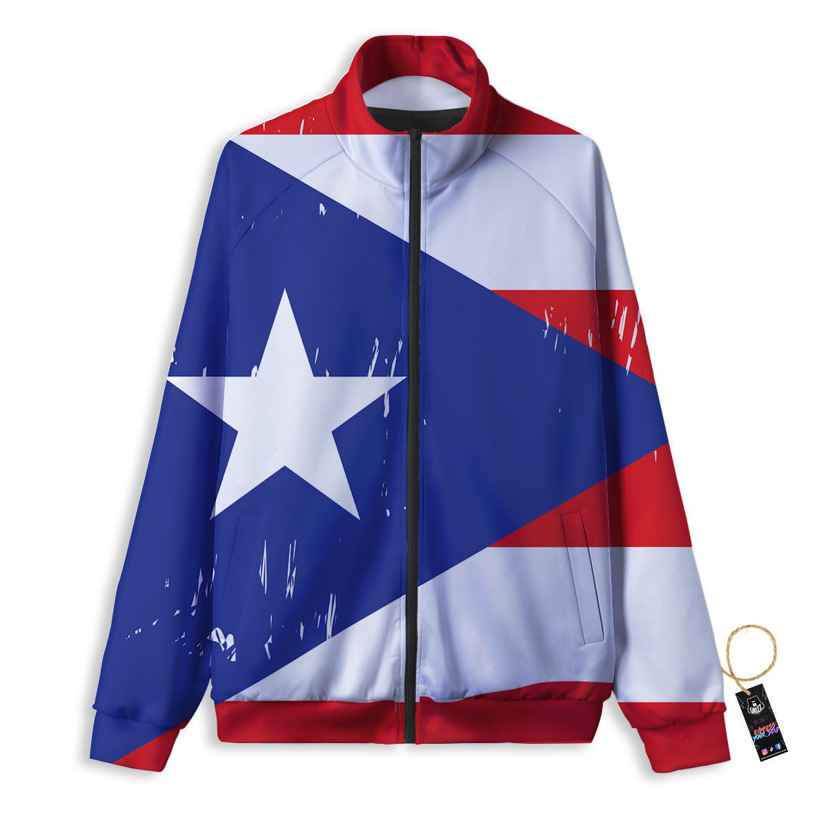 Puerto Rico Flag Print Track Jacket-grizzshop