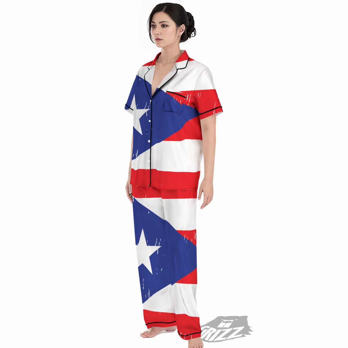 Puerto Rico Flag Print Women's Pajamas Set-grizzshop