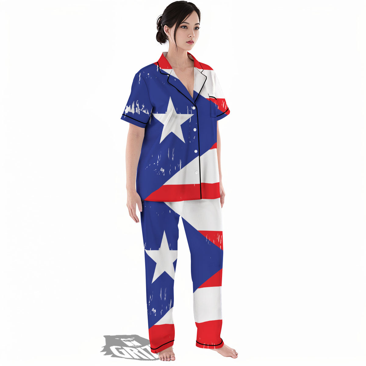 Puerto Rico Flag Print Women's Pajamas Set-grizzshop