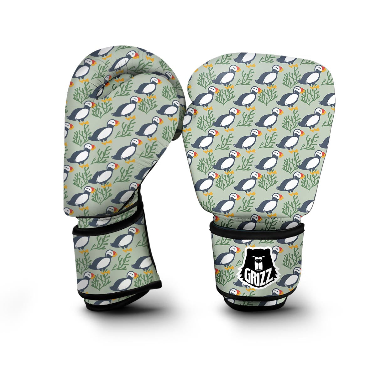 Puffin Cute Pattern Print Boxing Gloves-grizzshop