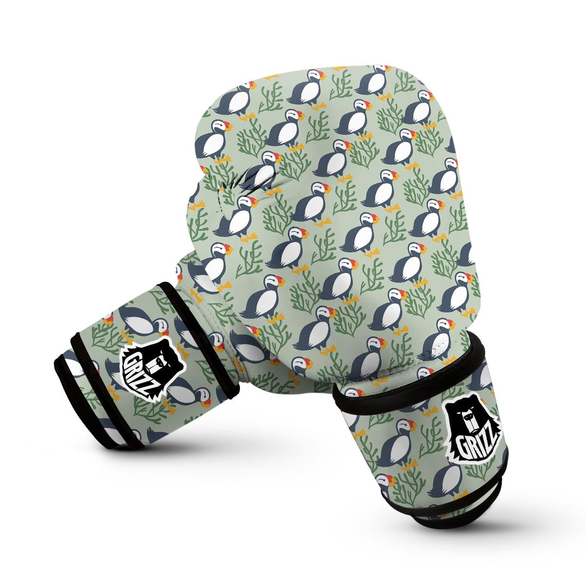Puffin Cute Pattern Print Boxing Gloves-grizzshop