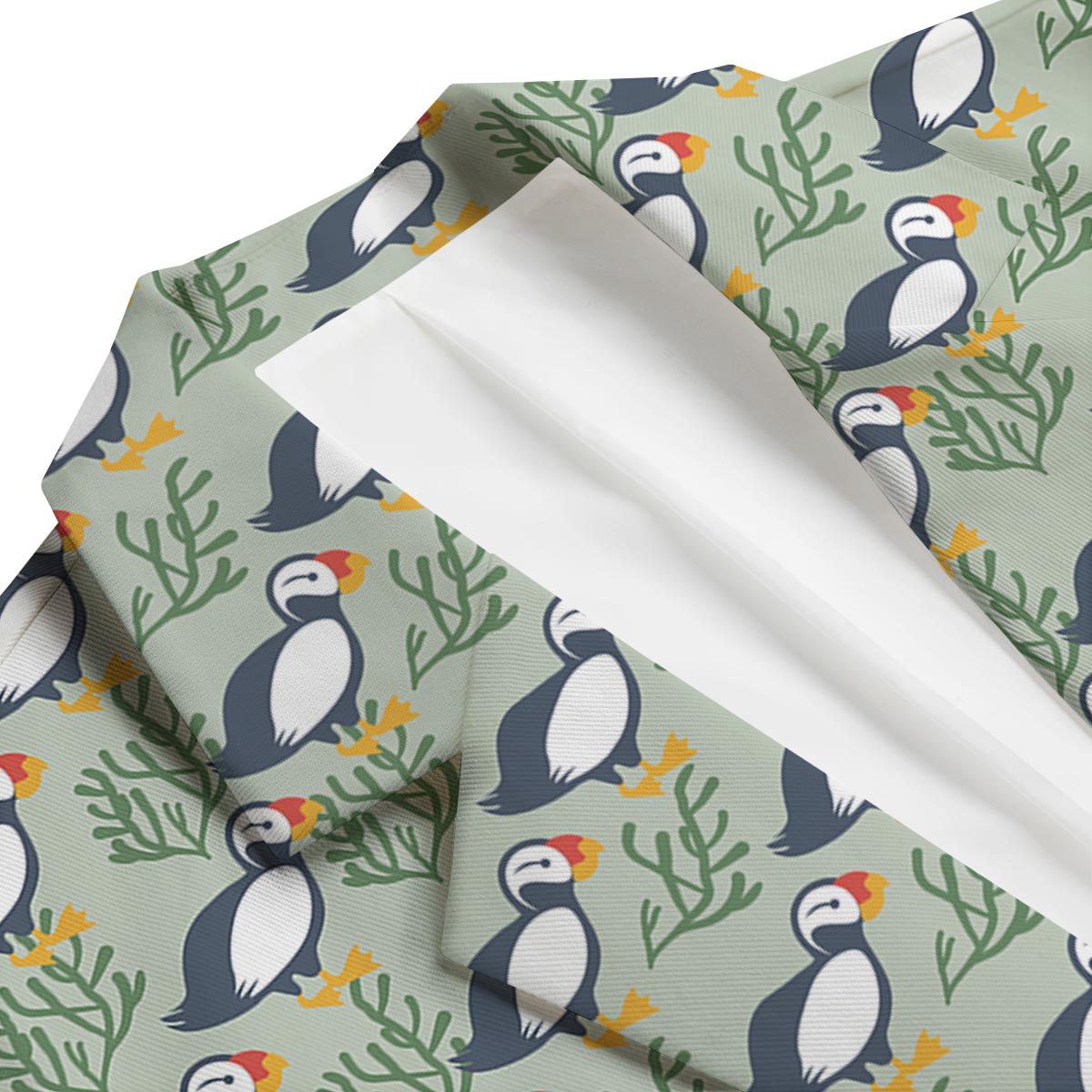Puffin Cute Pattern Print Men's Blazer-grizzshop