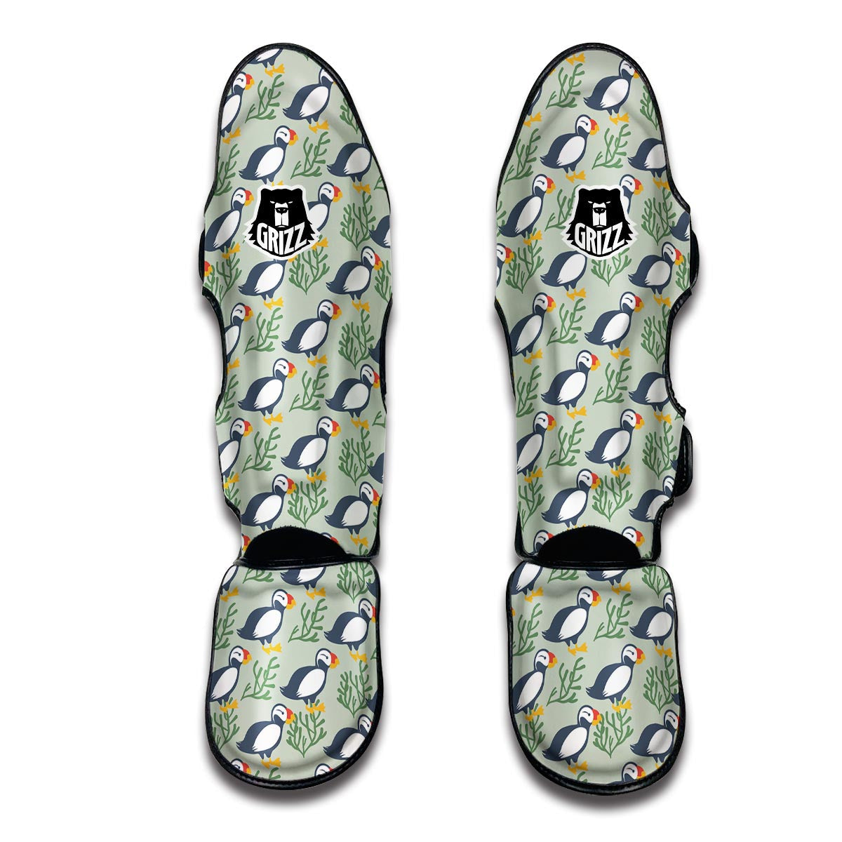 Puffin Cute Pattern Print Muay Thai Shin Guards-grizzshop