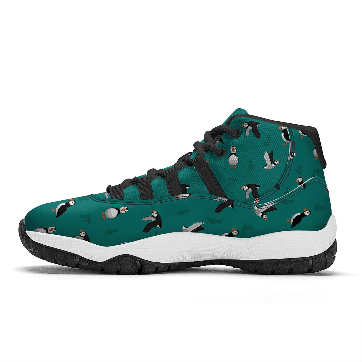 Puffin Pattern Print Black Bball Shoes-grizzshop