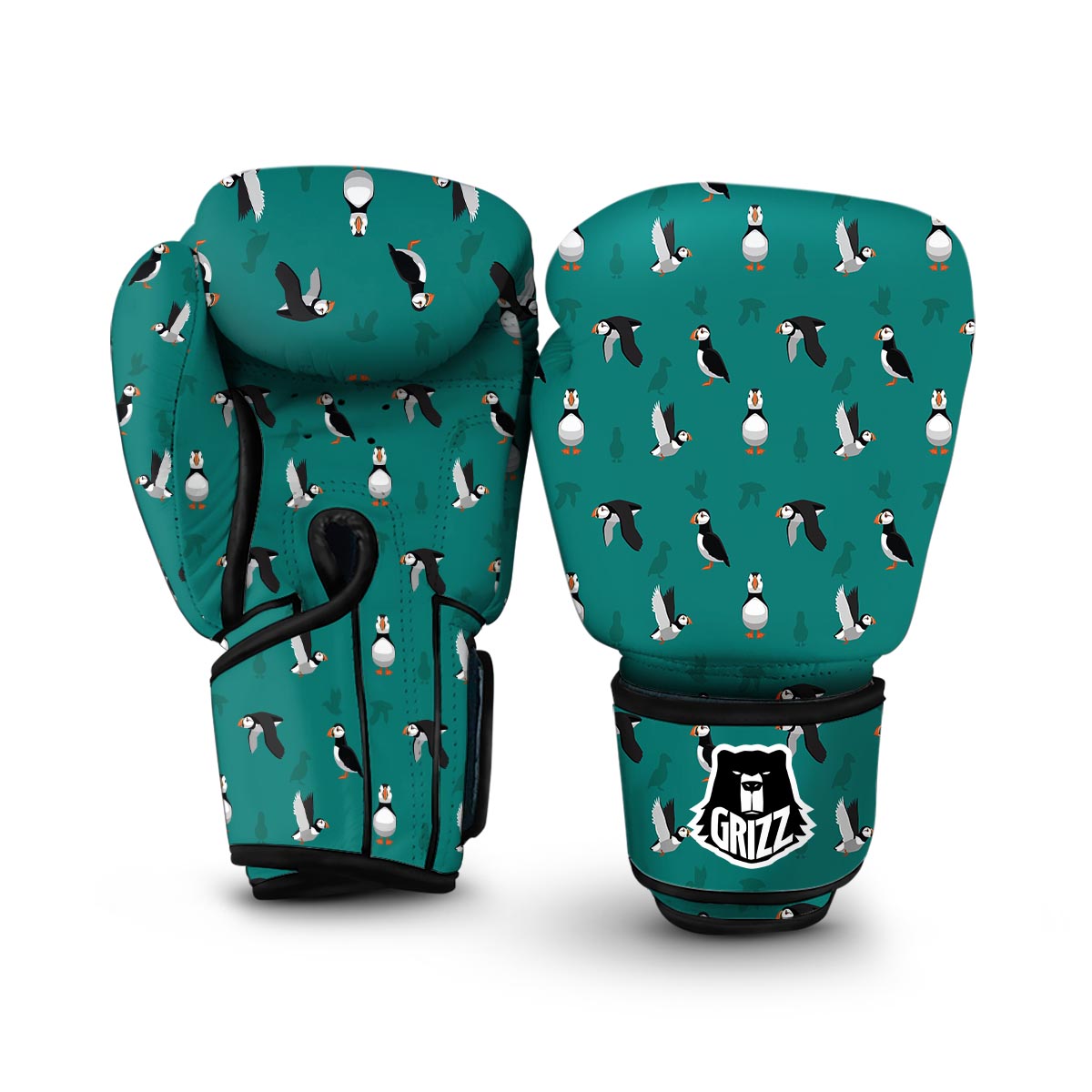 Puffin Pattern Print Boxing Gloves-grizzshop
