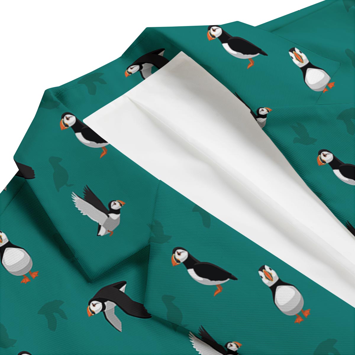 Puffin Pattern Print Men's Blazer-grizzshop