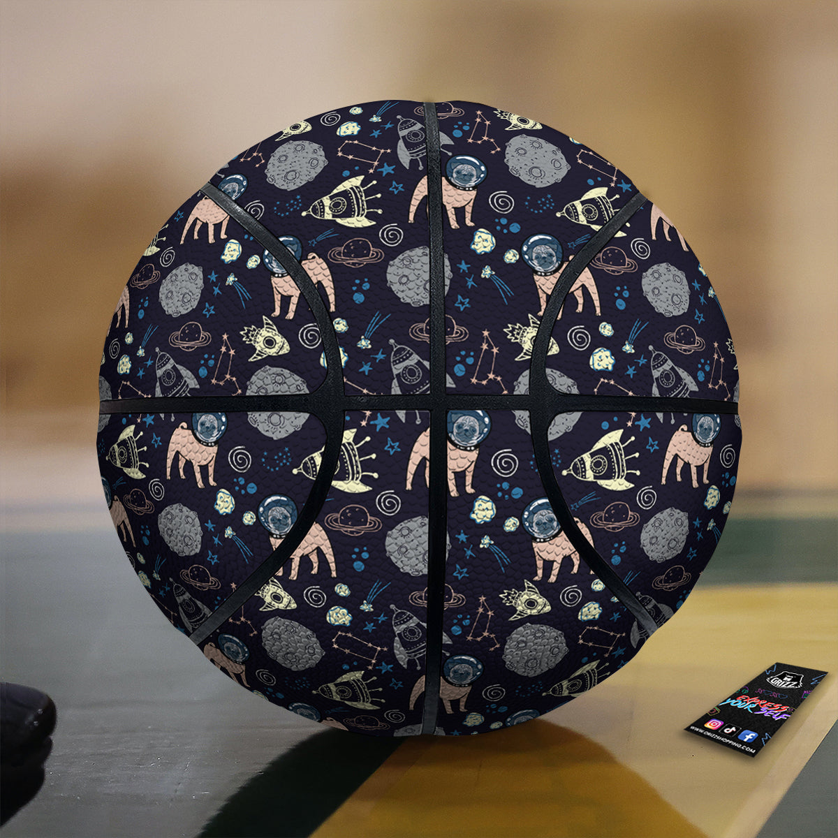 Pug And Astronaut In The Space Print Pattern Basketball-grizzshop