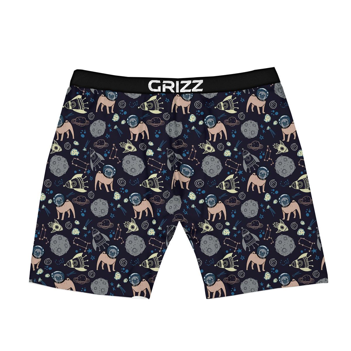 Pug And Astronaut In The Space Print Pattern Boxer Briefs-grizzshop
