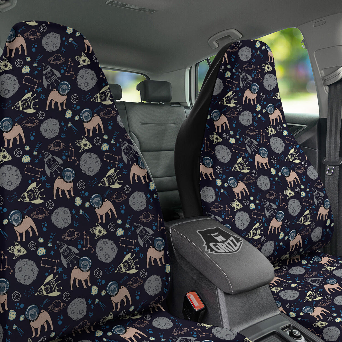 Pug And Astronaut In The Space Print Pattern Car Seat Covers-grizzshop