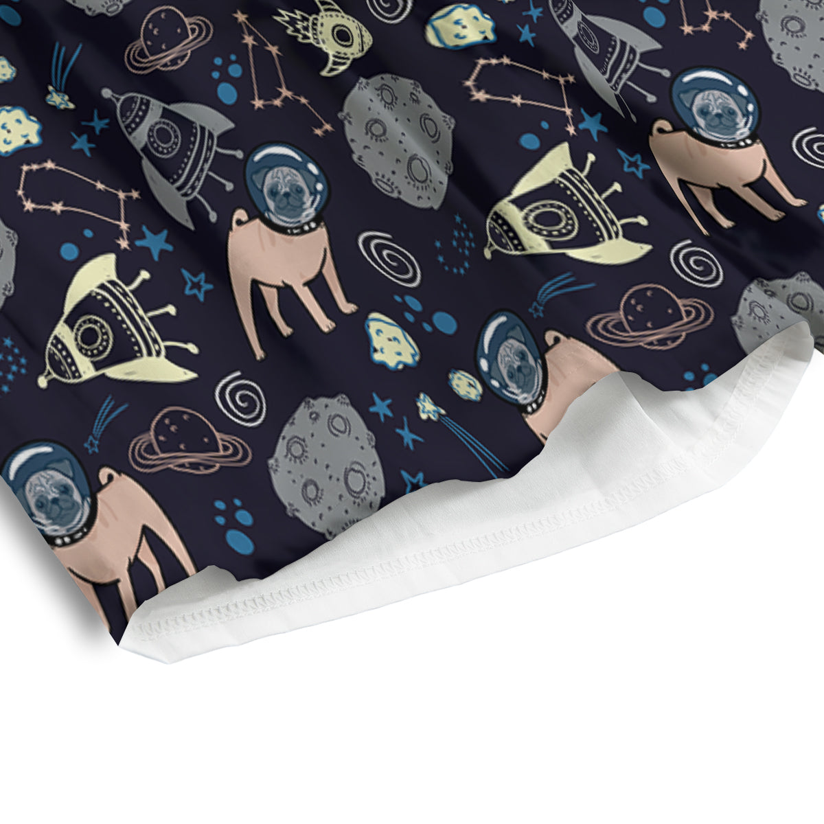 Pug And Astronaut In The Space Print Pattern Men's Athletic Shorts