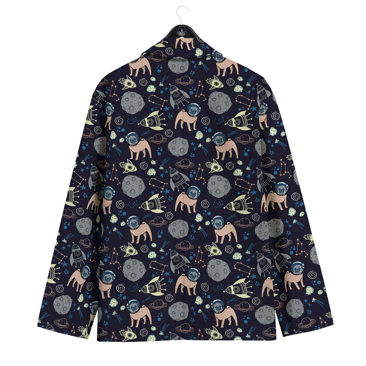 Pug And Astronaut In The Space Print Pattern Men's Sport Coat-grizzshop