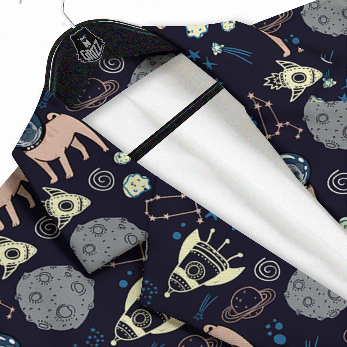Pug And Astronaut In The Space Print Pattern Men's Sport Coat-grizzshop
