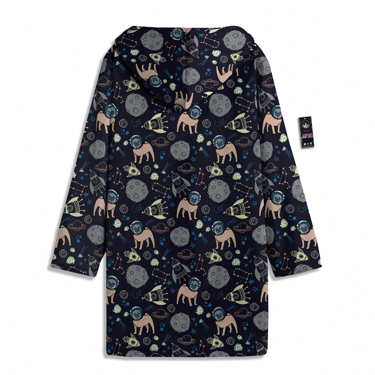 Pug And Astronaut In The Space Print Pattern Men's Windbreaker Jacket-grizzshop