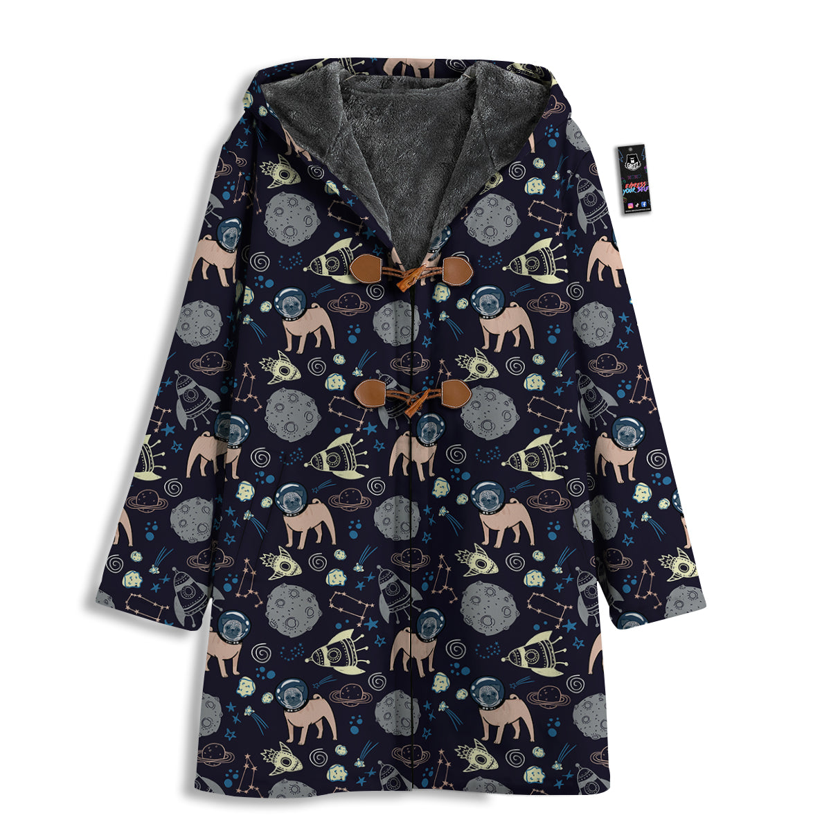 Pug And Astronaut In The Space Print Pattern Men's Windbreaker Jacket-grizzshop