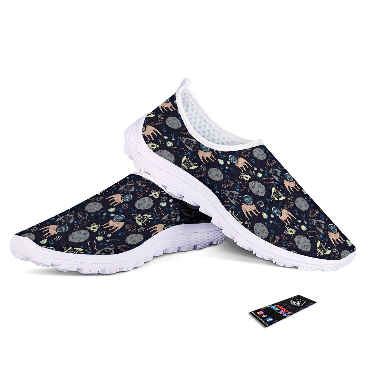 Pug And Astronaut In The Space Print Pattern Nurse Shoes-grizzshop
