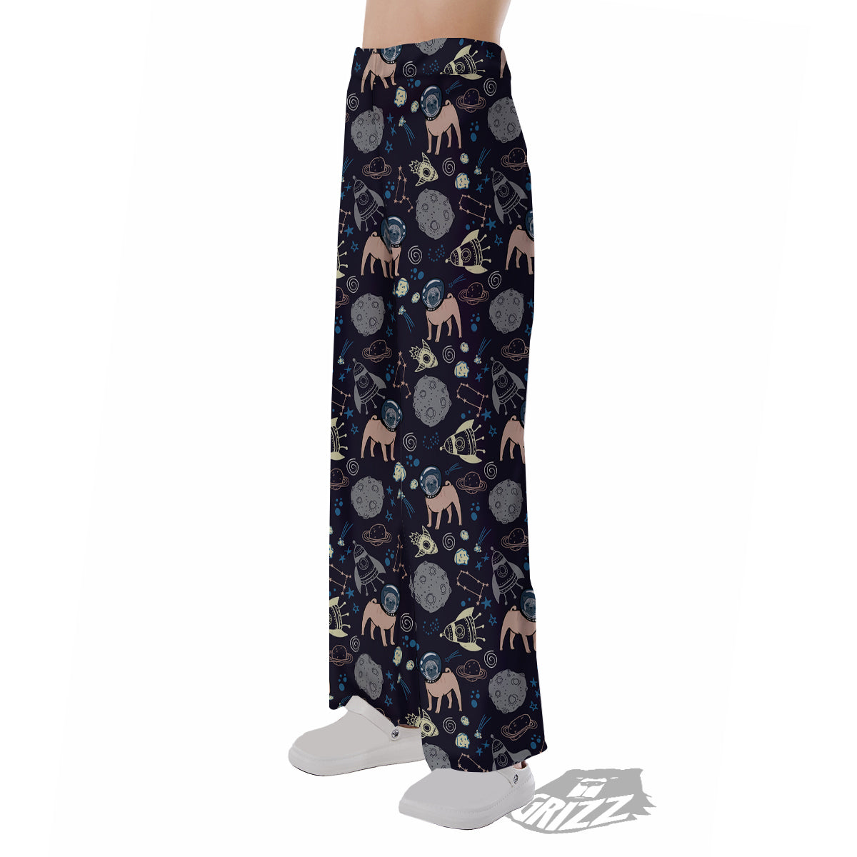 Pug And Astronaut In The Space Print Pattern Pajama Pants-grizzshop