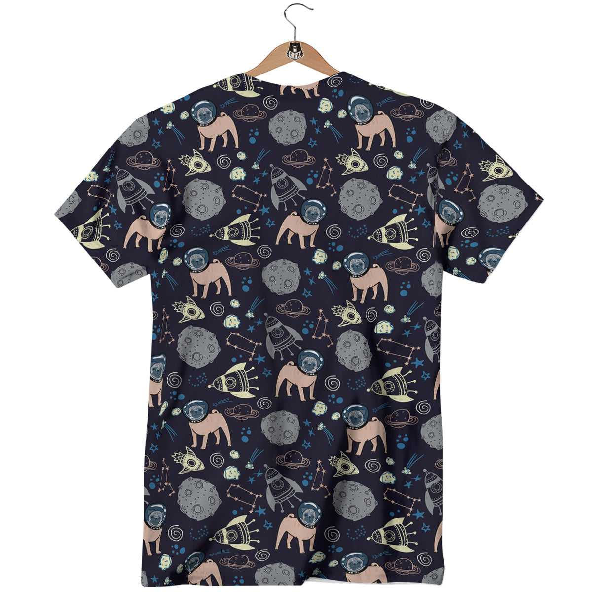 Pug And Astronaut In The Space Print Pattern T-Shirt-grizzshop