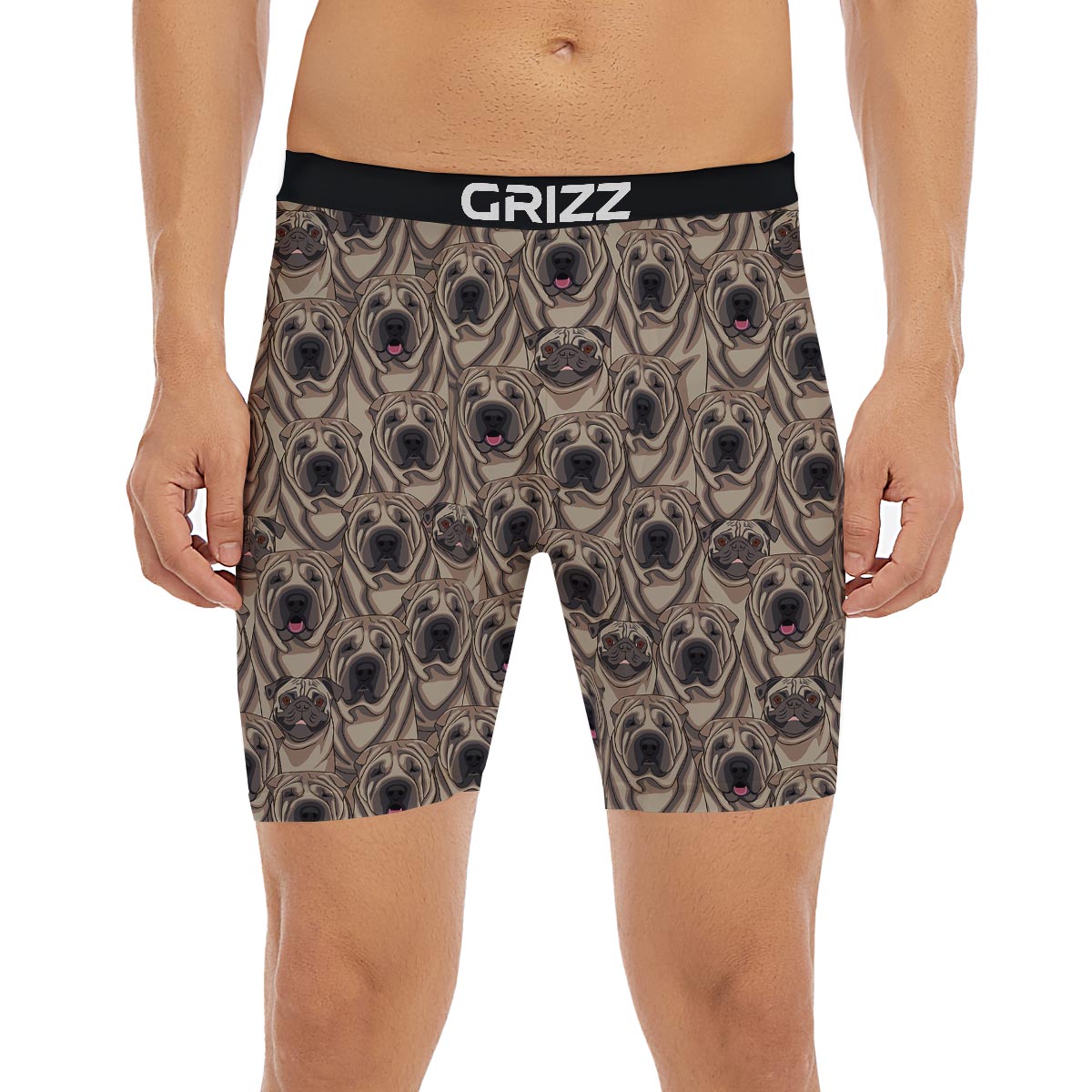 Pug And Shar Pei Print Pattern Boxer Briefs-grizzshop