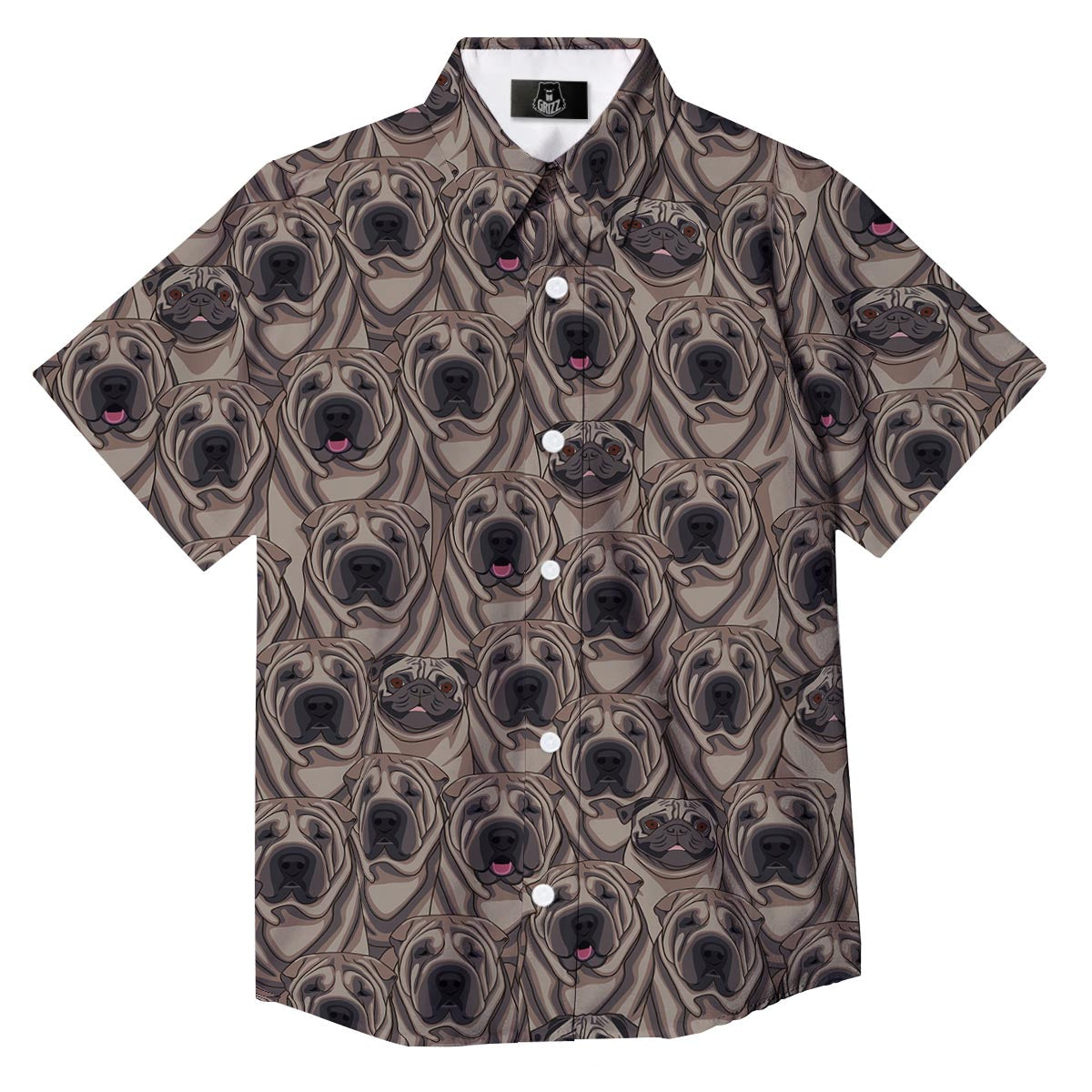 Pug And Shar Pei Print Pattern Button Up Shirt-grizzshop