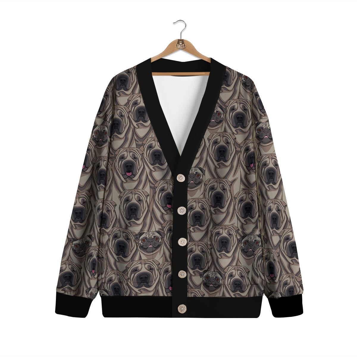 Pug And Shar Pei Print Pattern Cardigan-grizzshop